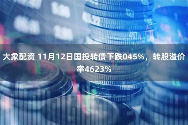 大象配资 11月12日国投转债下跌045%，转股溢价率4623%
